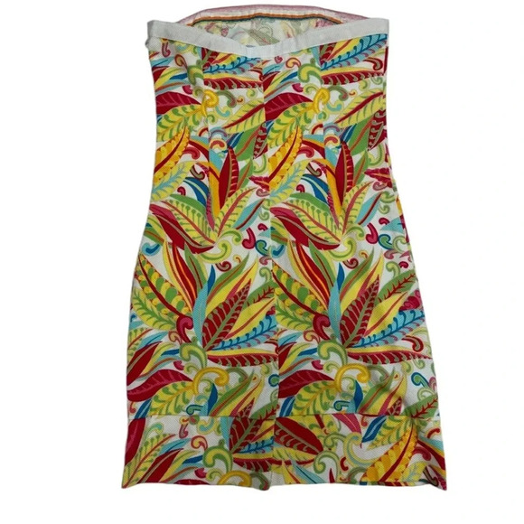Tommy Hilfiger Tropical Floral Mini Strapless Dress Multicoloured Size 2 - Picture 4 of 8